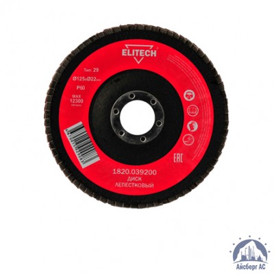 Круг лепестковый КЛТ 125х22 мм, P60, Elitech, 1820,039000 купить в Уральске